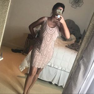 Mini Light Pink Beaded Dress